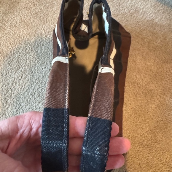 Authentic Prada Canvas Striped Tote Bag Brown Cream Large Shopper - Picture 13 of 13